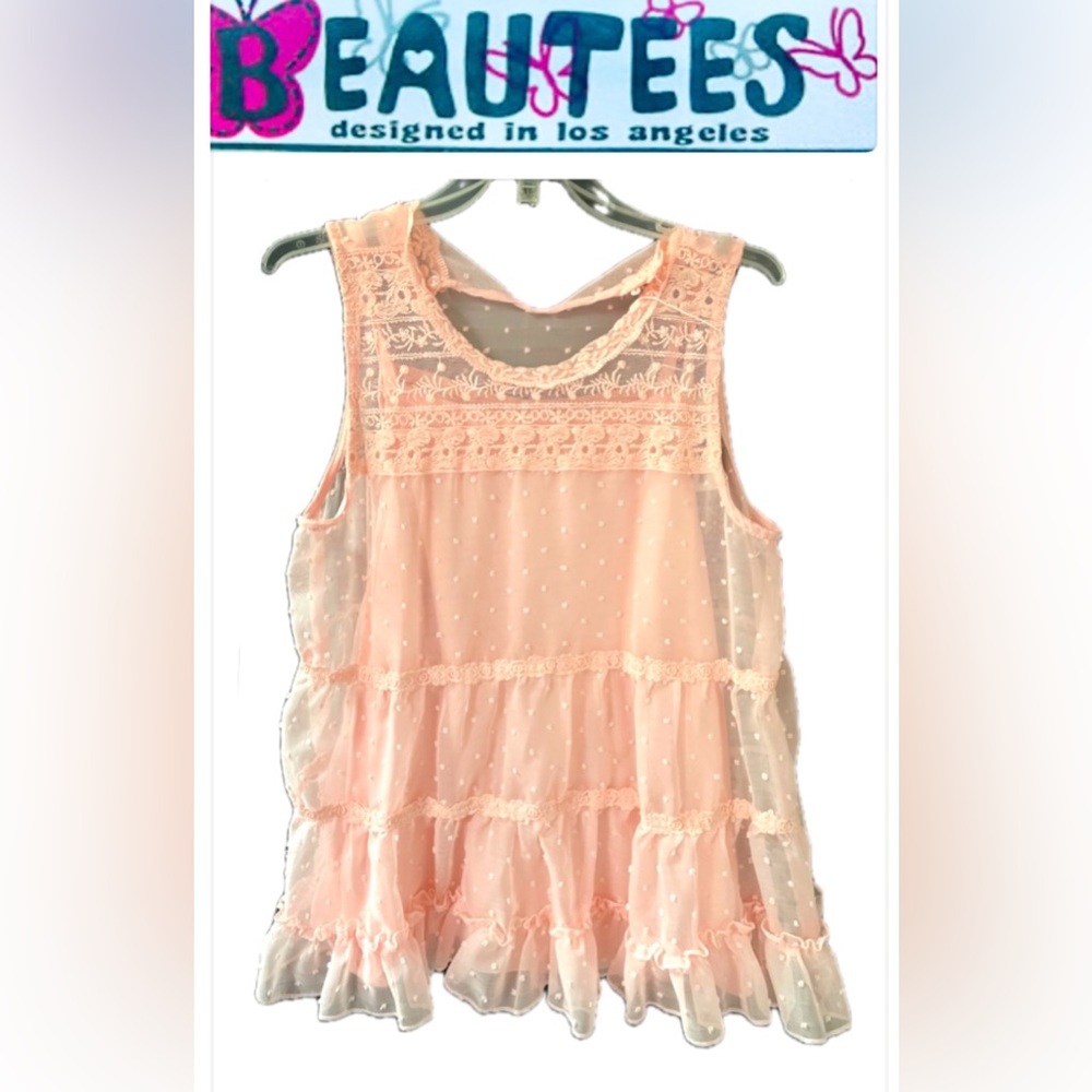 BEAUTEES 3pc Girls Victorian style Top, slip & leggings blush color Size XL NWT - Picture 9 of 9
